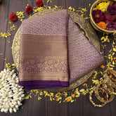 Vriksham Lavender With Purple-Gold Full Brocade Work Kanchi Silk Saree-VS4777